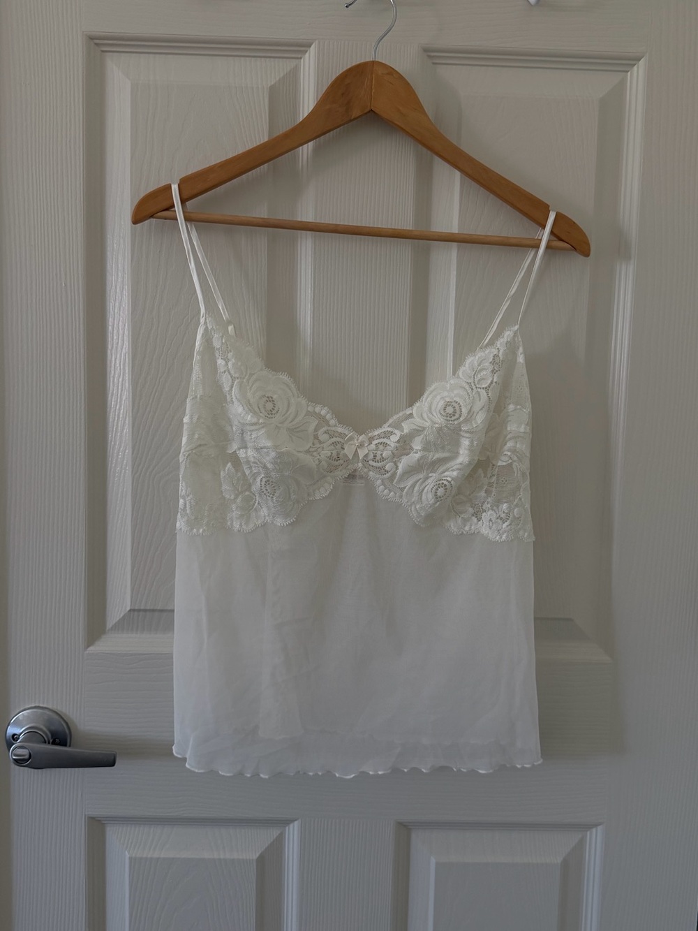 White Lace Trim Satin Camisole